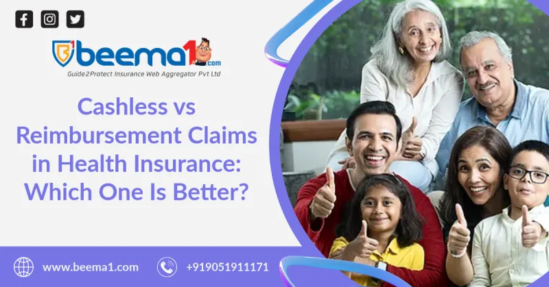 Comparison table showcasing cashless vs reimbursement claims differences